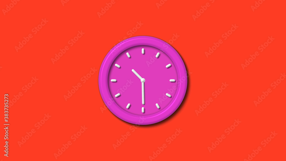 New pink color 3d wall clock isolated on red background,12 hours counting down wall clock isolated New pink color 3d wall clock isolated on red background,12 hours counting down wall clock isolated