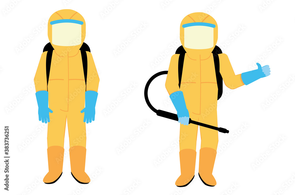Man in yellow protective suit