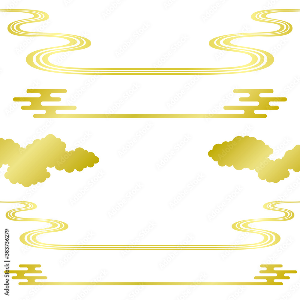 中華雲 和風波 タイトル装飾 広告イラスト Stock Vector Adobe Stock