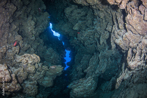 An underwater cave at the Reef