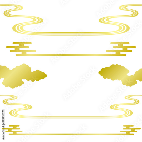 中華雲　和風波　タイトル装飾　広告イラスト