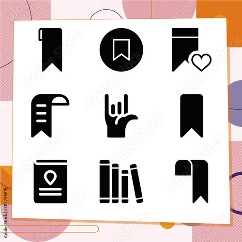 Simple set of 9 icons related to textual matter