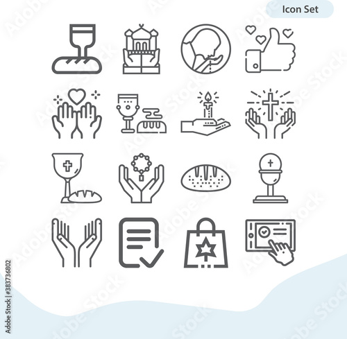 Simple set of blessing related lineal icons.