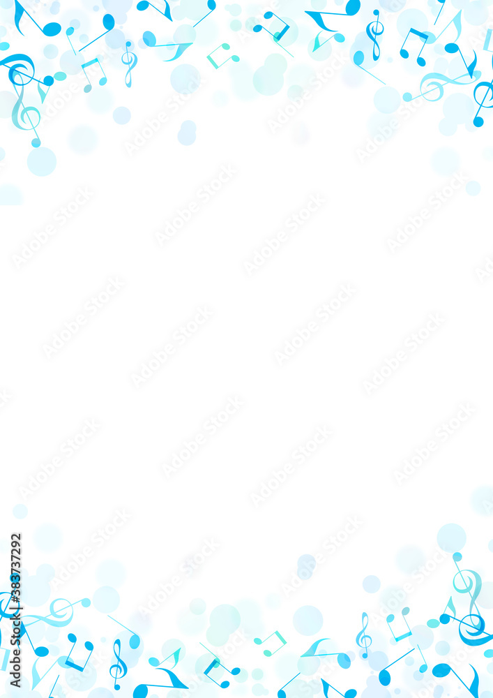 音楽 音符 背景 フレーム イラスト 縦位置 青 水色 冬 Stock Illustration Adobe Stock