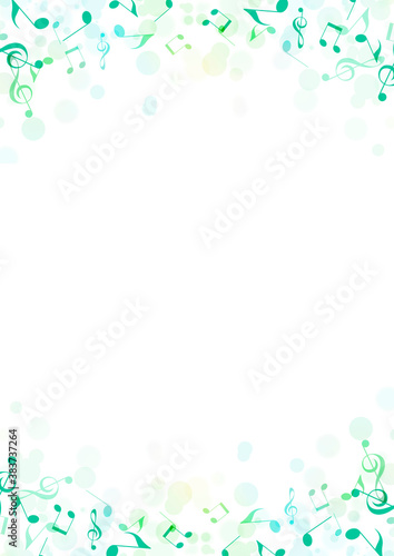 音楽 音符 背景 フレーム イラスト 縦位置 緑 夏 Stock Illustration Adobe Stock