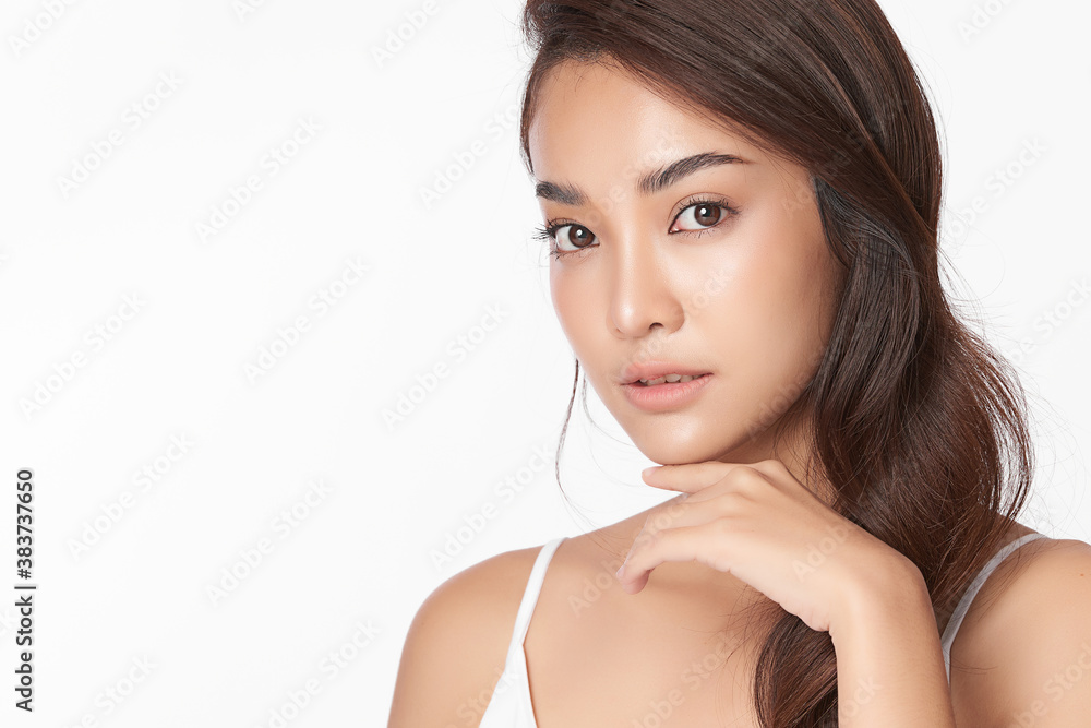 Beautiful young asian woman with clean fresh skin on white background, Face care, Facial treatment, Cosmetology, beauty and spa, Asian women portrait Beautiful young asian woman with clean fresh skin on white background, Face care, Facial treatment, Cosmetology, beauty and spa, Asian women portrait