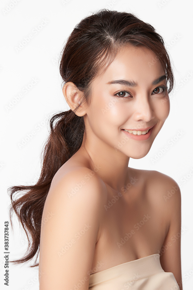 Beautiful young asian woman with clean fresh skin on white background, Face care, Facial treatment, Cosmetology, beauty and spa, Asian women portrait Beautiful young asian woman with clean fresh skin on white background, Face care, Facial treatment, Cosmetology, beauty and spa, Asian women portrait