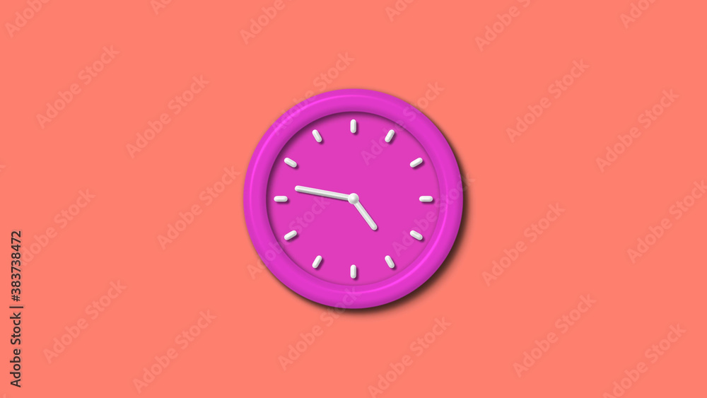Pink color 3d wall clock isolated on red light background,counting down clock isolated Pink color 3d wall clock isolated on red light background,counting down clock isolated