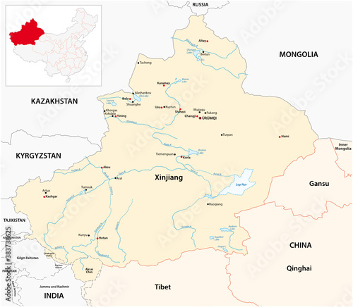 Vector map of Xinjiang Uygur Autonomous Region  China