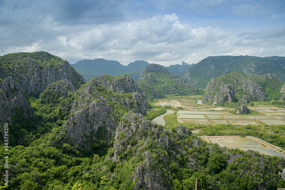 Beautiful Nature Mountains top view (Khao Dang) Sam Roi Yot National Park. Prachuap Khiri Khan, Thailand. Beautiful Nature Mountains top view (Khao Dang) Sam Roi Yot National Park. Prachuap Khiri Khan, Thailand.