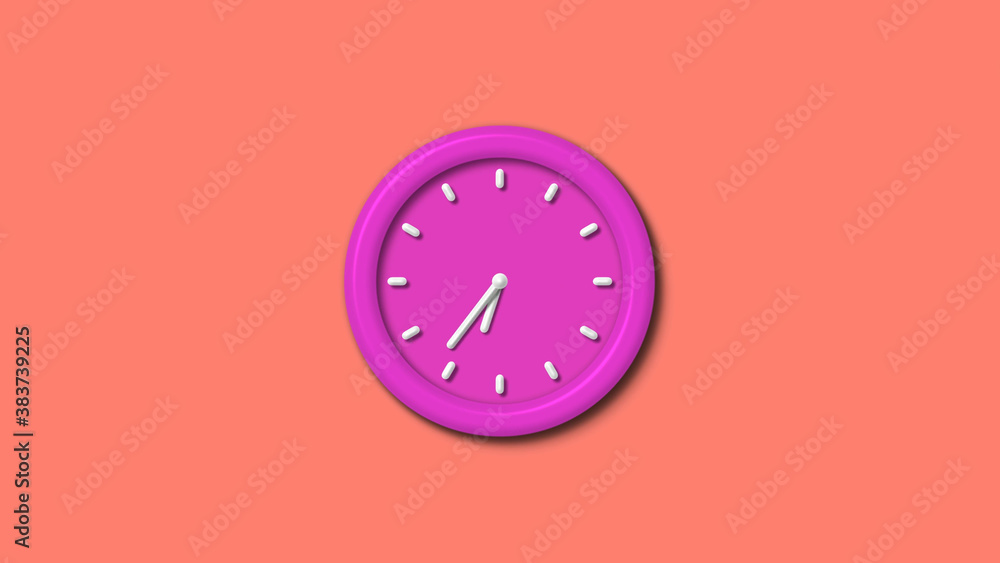 Pink color 3d wall clock isolated on red light background,counting down clock isolated Pink color 3d wall clock isolated on red light background,counting down clock isolated