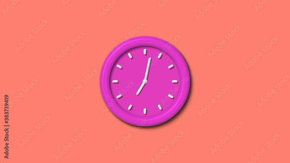 Pink color 3d wall clock isolated on red light background,counting down clock isolated Pink color 3d wall clock isolated on red light background,counting down clock isolated