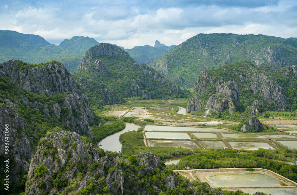 Beautiful Nature Mountains top view (Khao Dang) Sam Roi Yot National Park. Prachuap Khiri Khan, Thailand. Beautiful Nature Mountains top view (Khao Dang) Sam Roi Yot National Park. Prachuap Khiri Khan, Thailand.