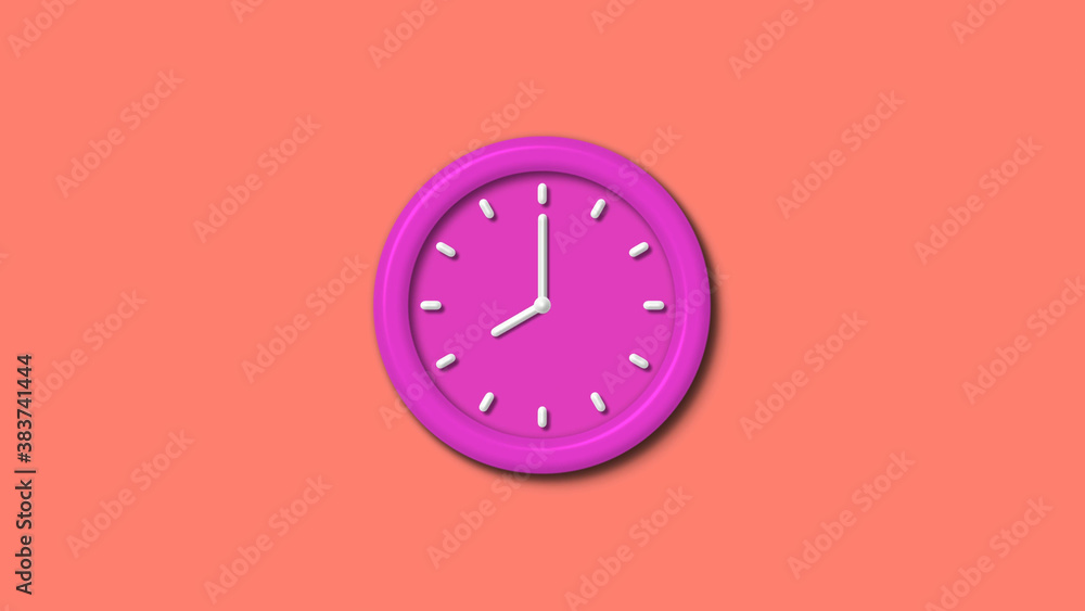 New pink color 3d wall clock isolated on red light background, Clock isolated New pink color 3d wall clock isolated on red light background, Clock isolated