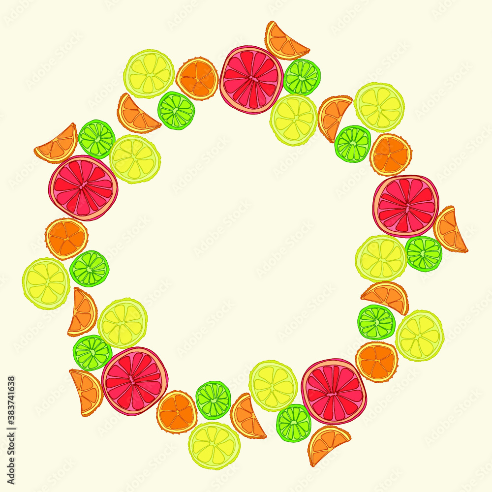 Cute Hand-drawn Frame with Citrus Cute Hand-drawn Frame with Citrus