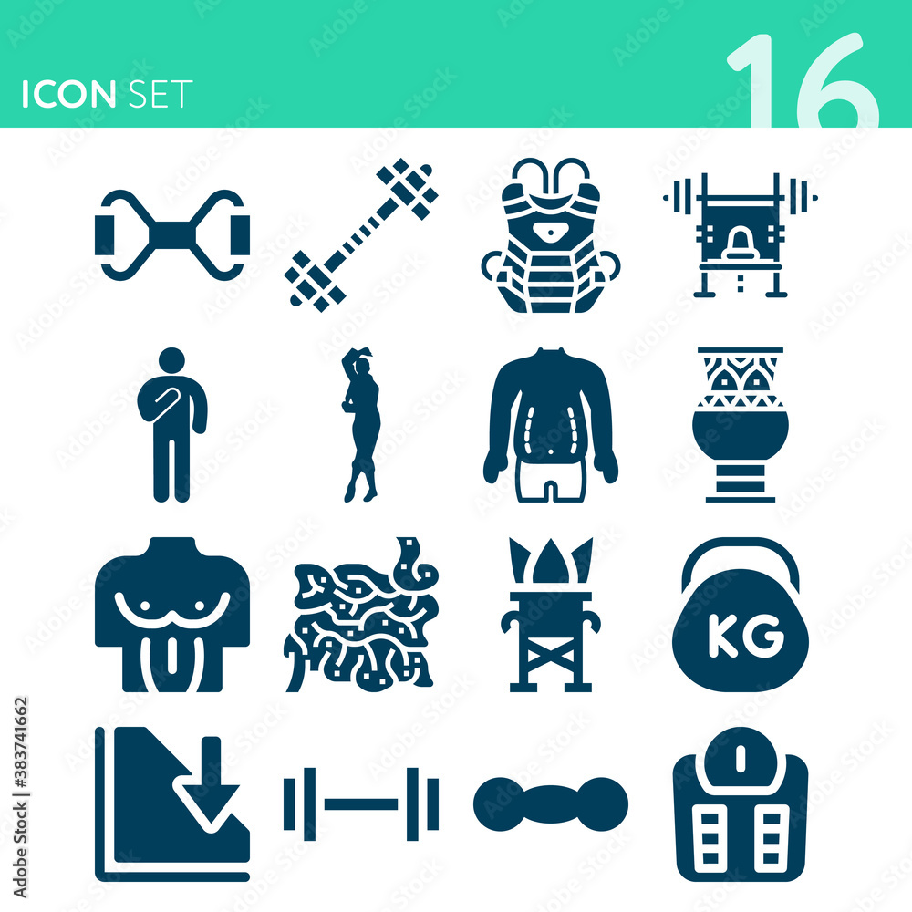 Simple set of 16 icons related to belly Simple set of 16 icons related to belly