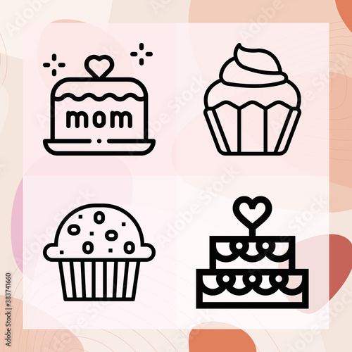 Simple set of baked goods related lineal icons