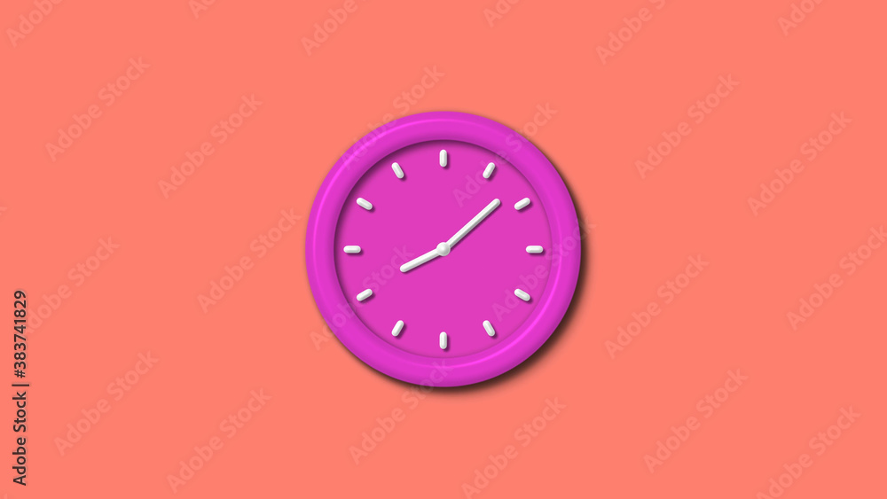 New pink color 3d wall clock isolated on red light background, Clock isolated New pink color 3d wall clock isolated on red light background, Clock isolated