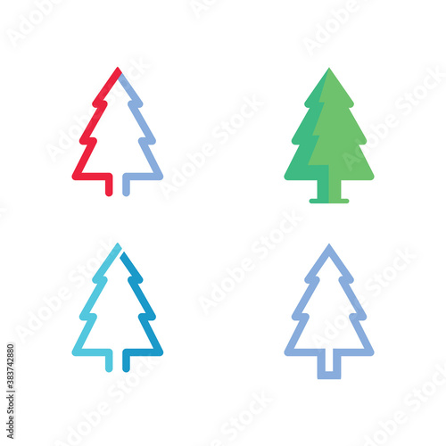 merry Christmas icon Tree vector illustration and logo design