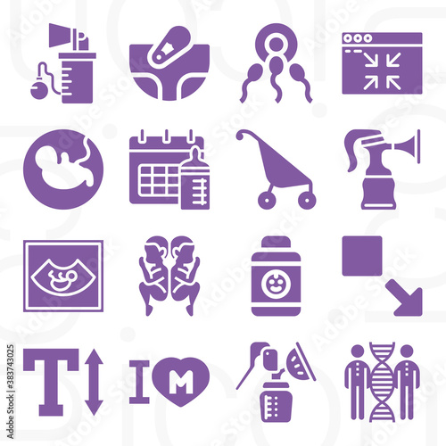 16 pack of reproductive  filled web icons set