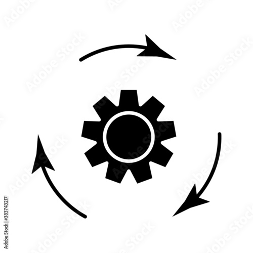 Process icon on white background. Process symbol in black for your web site design