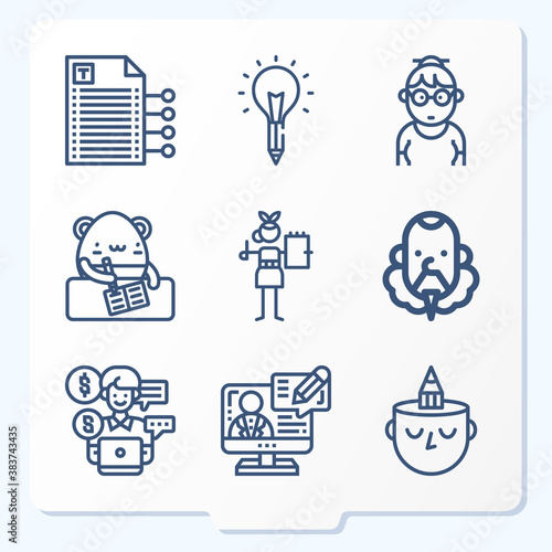 Simple set of 9 icons related to artists
