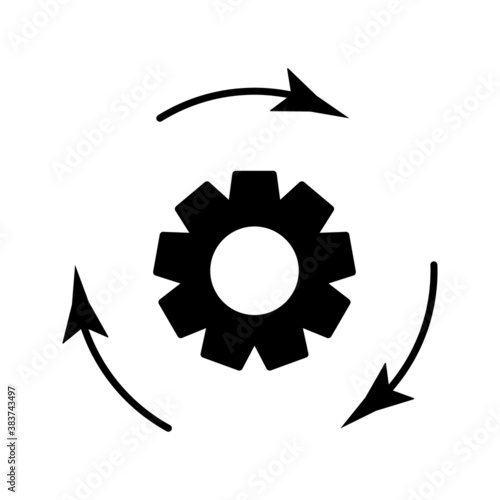 Process icon on white background. Process symbol in black for your web site design