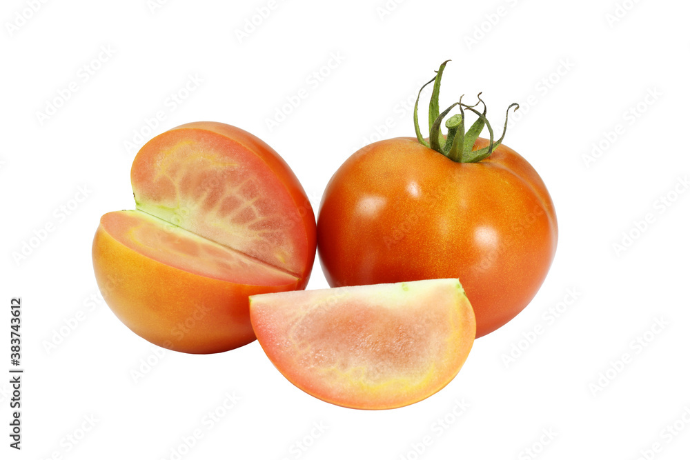 Red tomatoes cut isolated on white background Red tomatoes cut isolated on white background