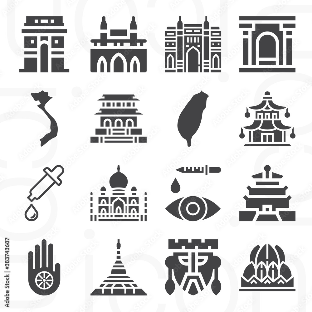 16 pack of india  filled web icons set