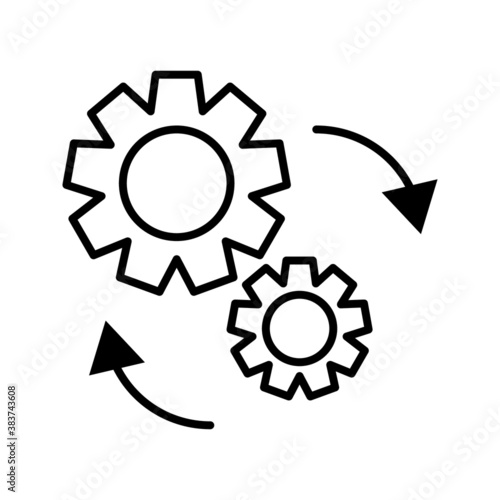 Process icon on white background. Process symbol in black for your web site design