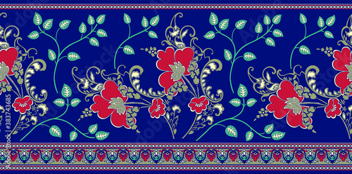 Seamless vintage vector floral border