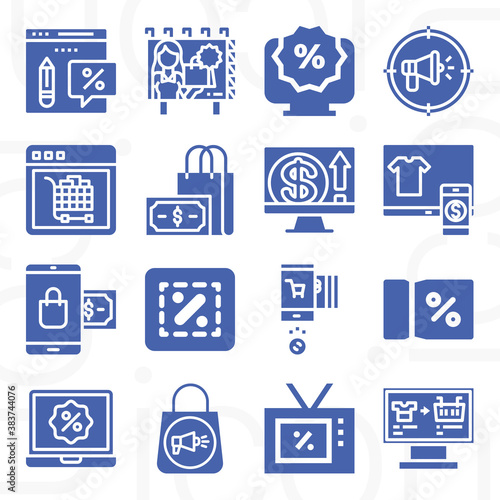 16 pack of census bureau  filled web icons set