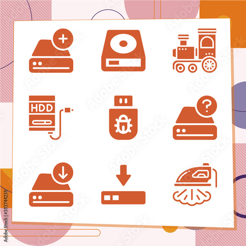 Simple set of 9 icons related to impetus