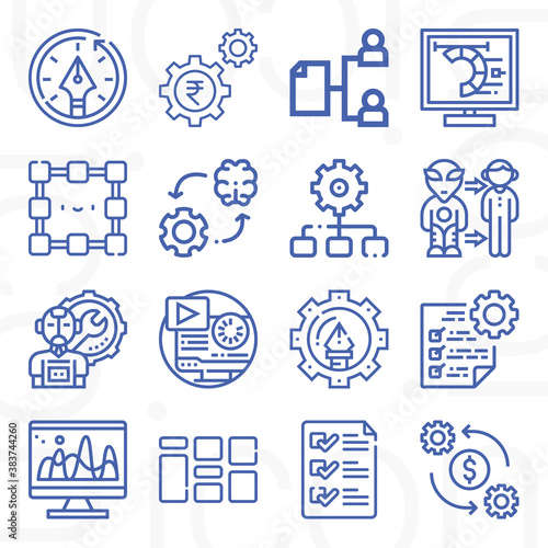 16 pack of work on  lineal web icons set