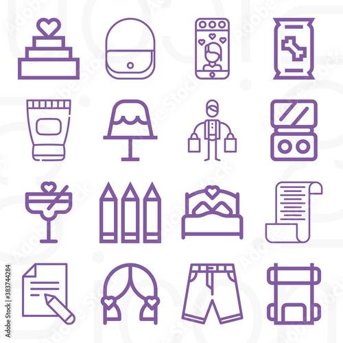 16 pack of anthology  lineal web icons set