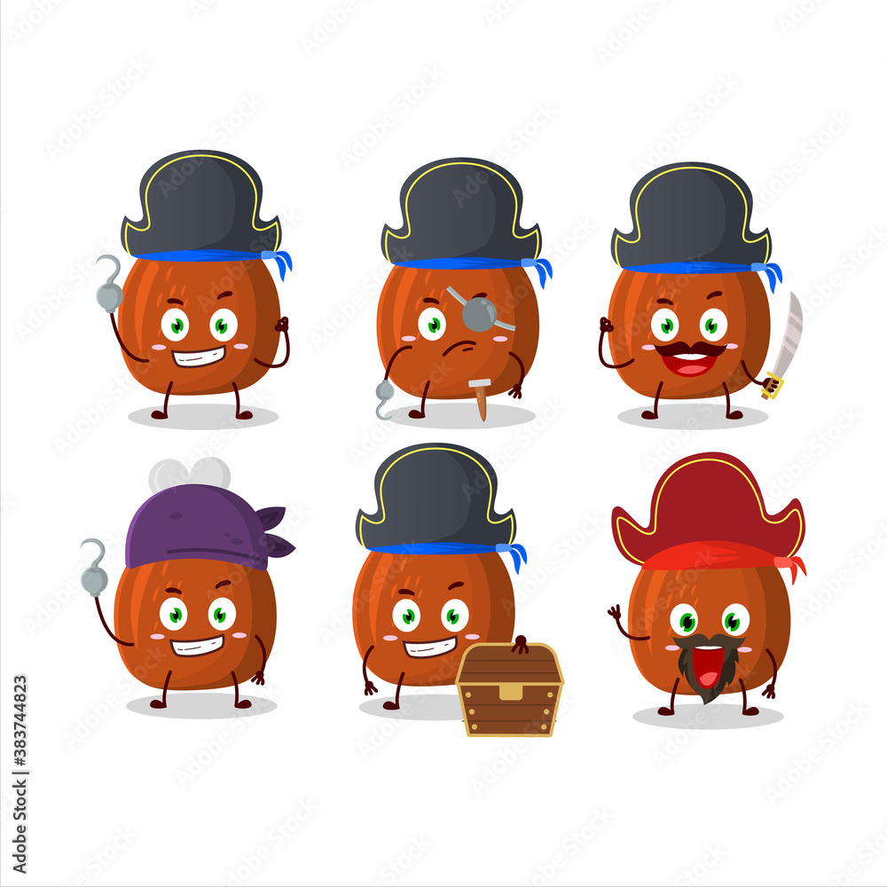 Cartoon character of turkey thighs with various pirates emoticons Cartoon character of turkey thighs with various pirates emoticons