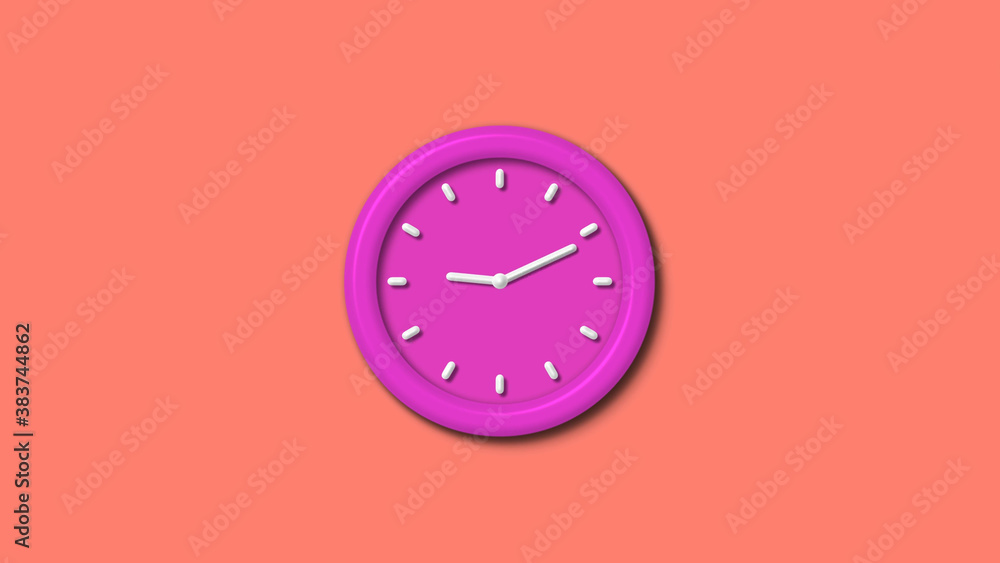 New pink color 3d wall clock isolated on red light background, Clock isolated New pink color 3d wall clock isolated on red light background, Clock isolated