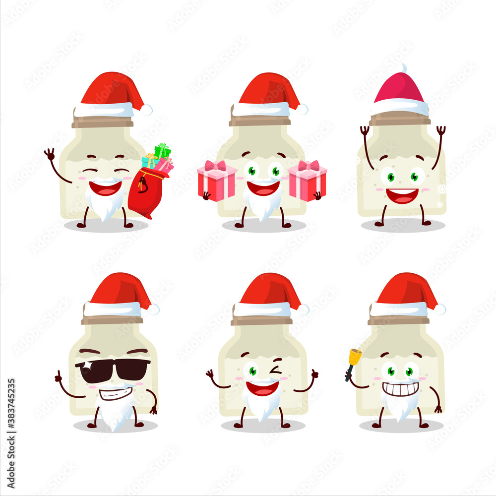 Santa Claus emoticons with white pepper bottle cartoon character