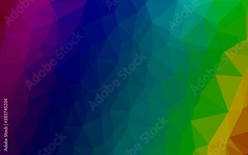 Dark Multicolor, Rainbow vector blurry triangle template.