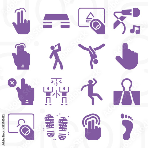 16 pack of dancing  filled web icons set