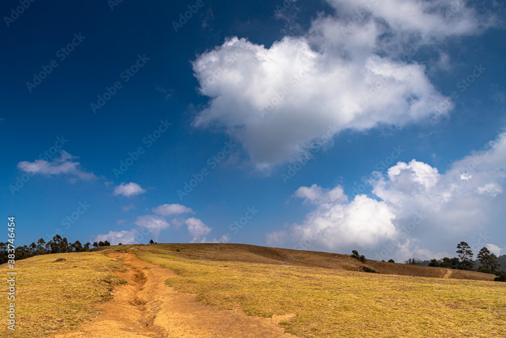 Fototapeta premium a couple and the dramatic blue sky at Pykara shooting point