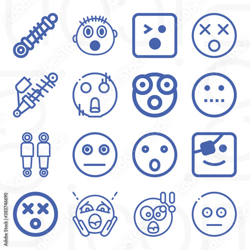 16 pack of astonished  lineal web icons set