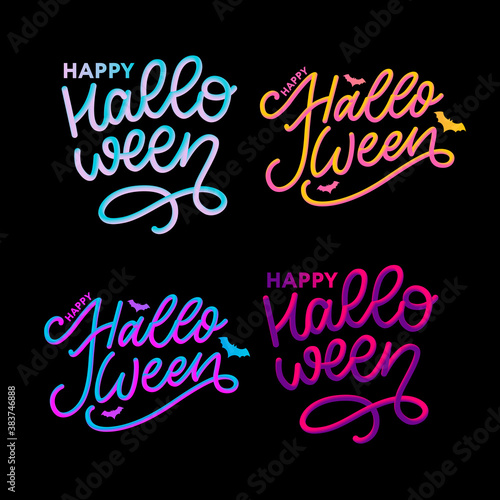 Happy Halloween Text Banner  Vector lettering calligraphy 3d set