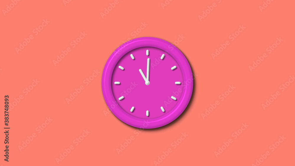 New pink color 3d wall clock isolated on yellow background,Counting down clock isolated New pink color 3d wall clock isolated on yellow background,Counting down clock isolated
