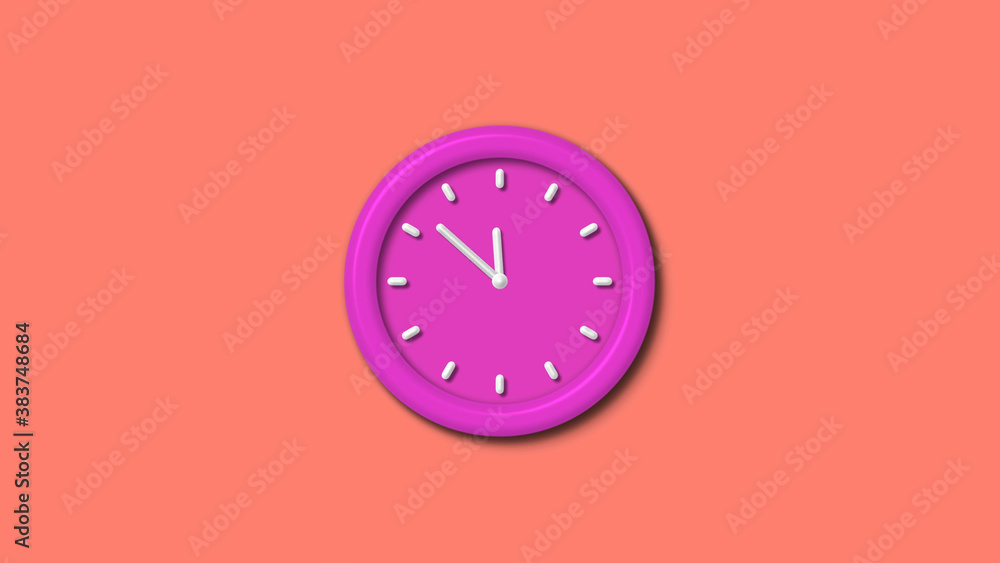 New pink color 3d wall clock isolated on yellow background,Counting down clock isolated New pink color 3d wall clock isolated on yellow background,Counting down clock isolated