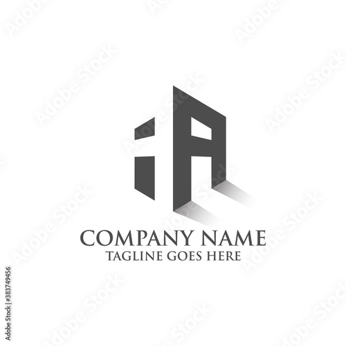 AA hexagonal initial logo design, AA reflection negative space logo design