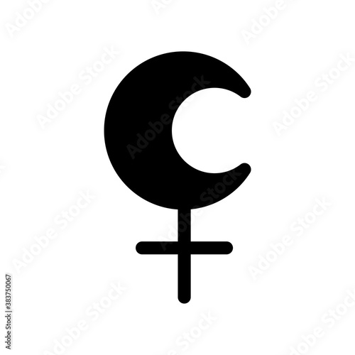 Lilith planet symbol. Vector sign. Astrological calendar. Zodiacal black and white horoscope. Outline illustration. Jyotisha. Hinduism, Indian or Vedic astrology