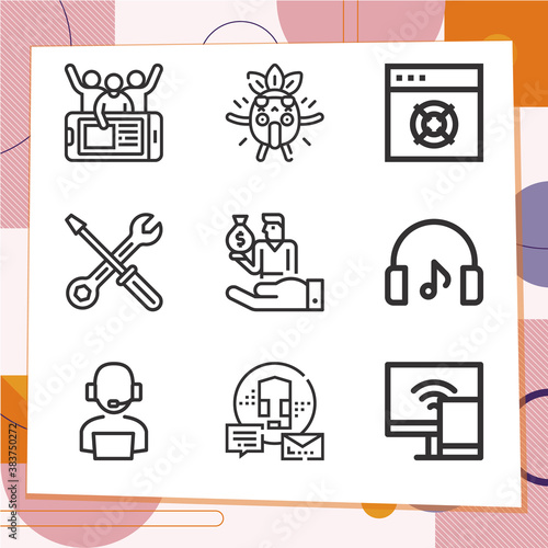 Simple set of 9 icons related to complaints