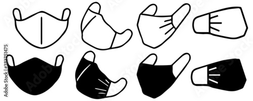 Social distancing concept for preventing coronavirus covid-19.Protective Mask Icon Mouth Guard Vector Graphic Isolated.Mask Request sign