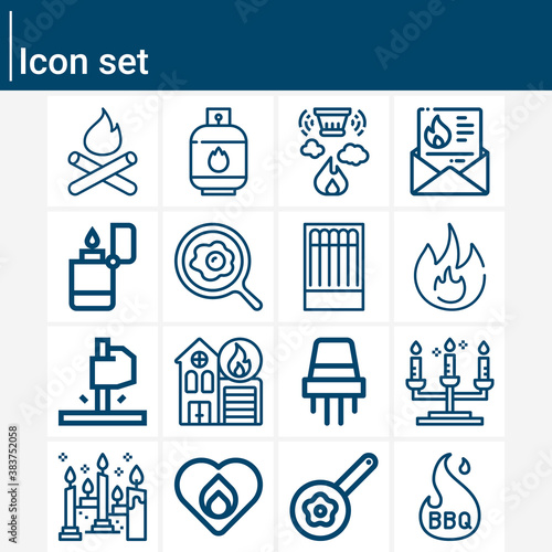 Simple set of burned related lineal icons.